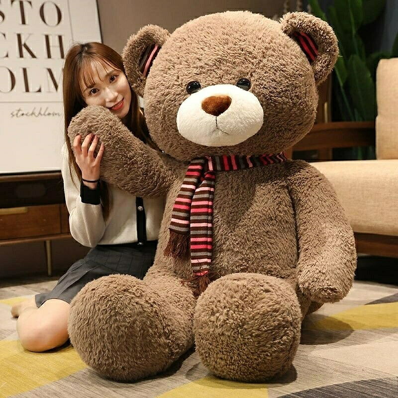 Rakuten - ＼SALE 1点5％OFF 2点10％OFF／送料無料 熊 ぬいぐるみ 大きい ぬいぐるみ クマ マフラー付き 特大 巨大 大 プレゼント 贈り物 ギフト お祝い 誕生日プレゼント 子供部屋 抱き枕 インテリア 60cm 80cm 100cm 130cm ブラウン アイボリー 楽天海外通販