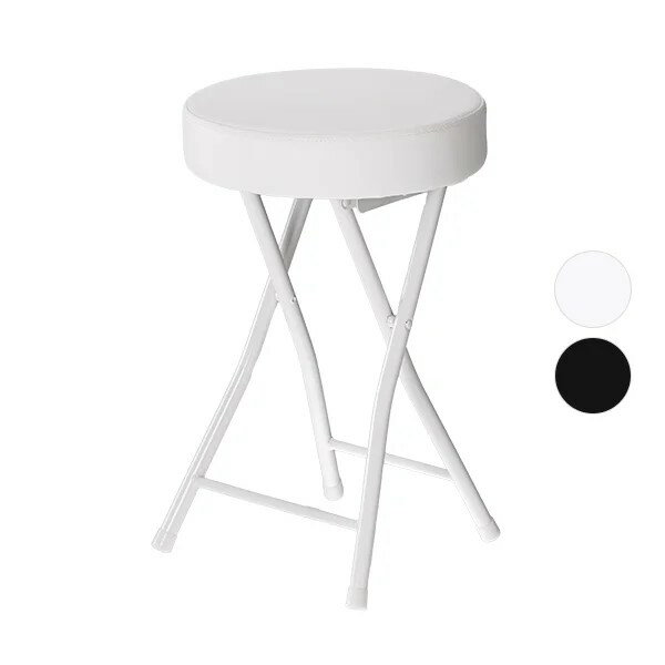 Rakuten - ＼SALE 1点5％OFF 2点10％OFF／折りたたみ椅子 コンパクト 軽量 スツール 丸 折り畳み椅子 丸椅子 折りたたみスツール シンプル 一人用 チェア キッチン リビング デスクワーク コンパクト アウトドア 背もたれ無し ホワイト ブラック 送料無料 組立不要