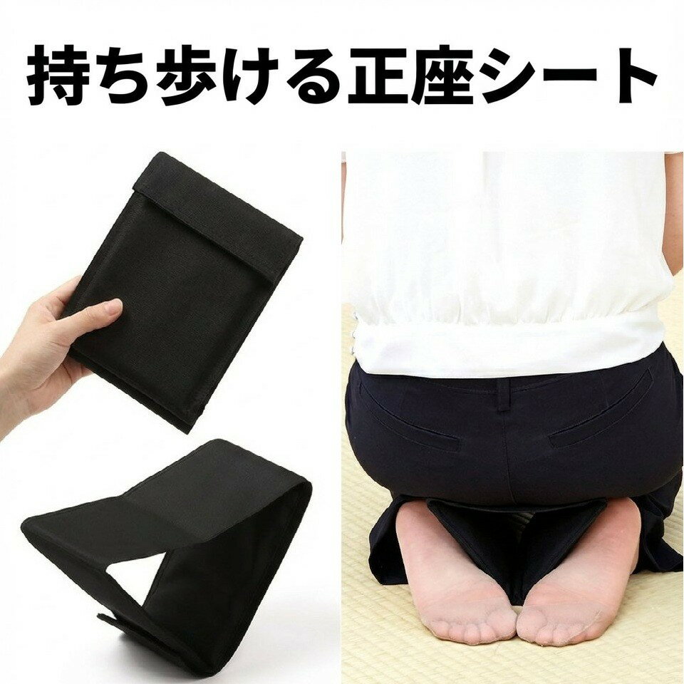 【正座が楽にできる！】 持ち歩き正座シート 正座椅子 携帯用 持ち運び 折りたたみ たためる コンパクト 正座用補助椅子 正座用クッション 仏事 通夜 法事 法要 寺 着物 喪服 茶道 お茶 習い事 大人 高齢者 シニア