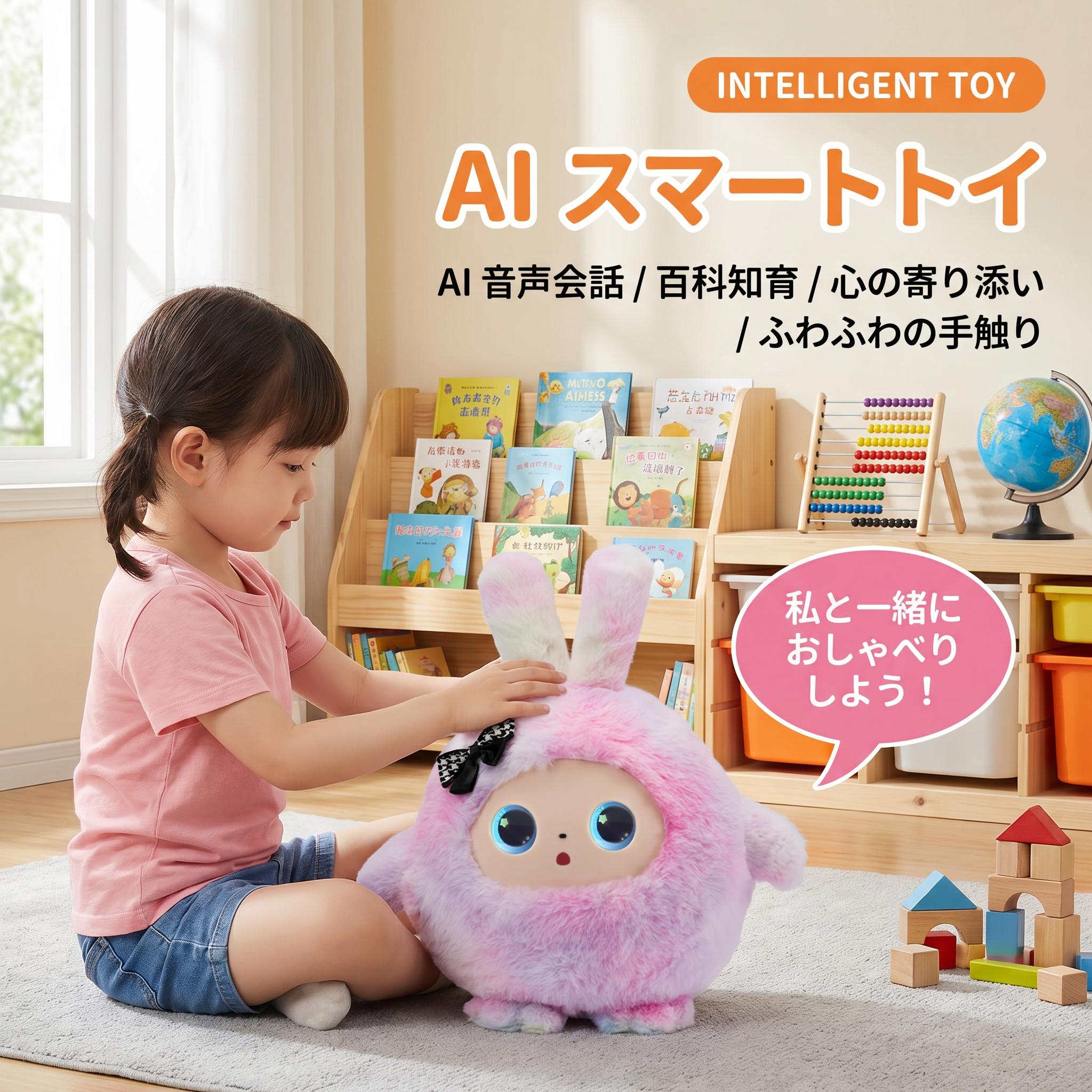樂天商城 - ＼SALE 1点5％OFF 2点10％OFF／AIぬいぐるみ うさぎ 日本語対応 11言語 ChatGPT対応 感情表現の瞳 おしゃべり 知育玩具 3歳以上 誕生日プレゼント 子供 女の子 男の子 寝かしつけ 学習 ロボット1年保証