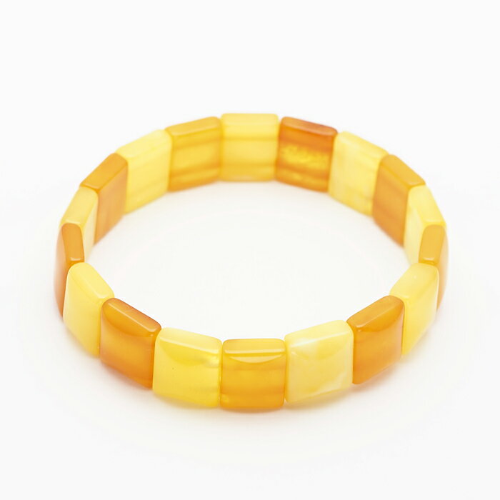 バルト海産 天然琥珀 ストレッチ ブレスレット 17cm バタースコッチ マルチカラー イエロー 黄色 こはく コハク 個性的 太め 大ぶり 天然石 ギフト プ...