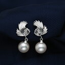プラチナ900/K14WG アコヤ本真珠 イヤリング ネジバネ式 あこやパール 揺れる ぶら下がり 大きめ 大ぶり 個性的 冠婚 フォーマル リーフ プレゼント...