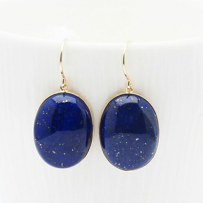 K18天然ラピスラズリフックピアス...