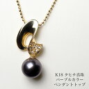 K18 タヒチ真珠 ナチュラルパープル ペンダントトップ 9.5mm/ラウンド 鑑別カード付き 黒蝶パール 18金イエローゴールド 大ぶり 大きめ 個性的 ギフト プレゼント 普段使い フォーマル 日本製