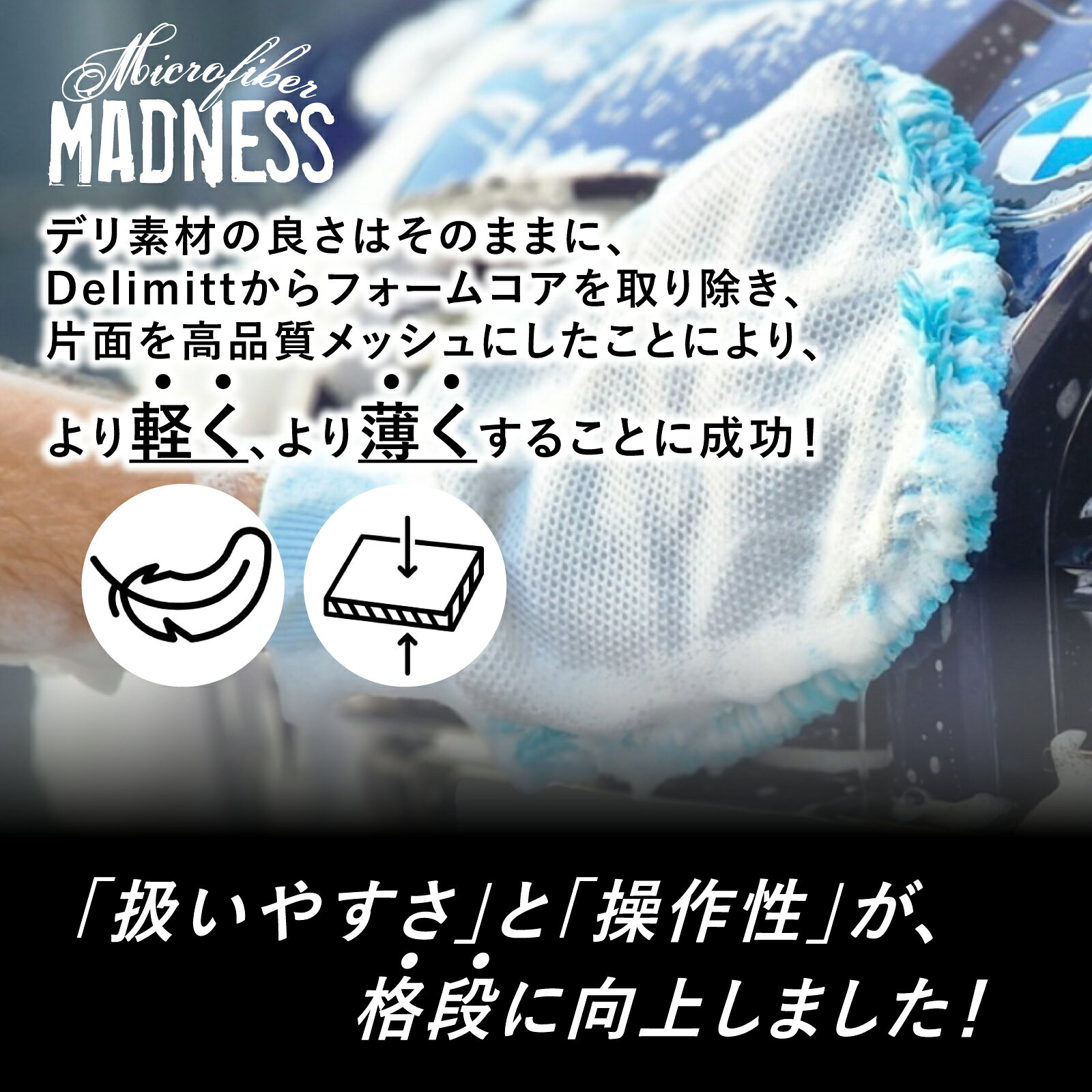 Microfiber Madness DeliMesh デリメッシュ 洗車用ミット 25x20cm ポリエステル100...