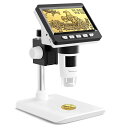 顕微鏡 50-1000倍 スマホ デジタル顕微鏡 4.3インチ液晶搭載 50X-1000X倍率 USB充電式 昇降スタンド付き(Windows/Mac OS対応...