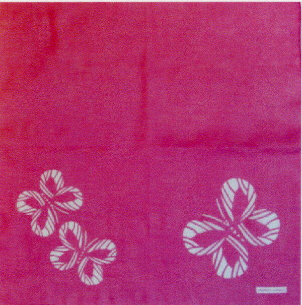 【有賀則子デザイン】手染め・手縫いハンカチ（オペラレッド）：MYXX000-3【日本製】【綿ローン100％】【メール便発送可】 女性用 レディース