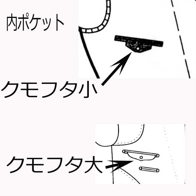 有料オプション：ジャケット裏地内ポケットのクモフタ—指定（ジャケットのみ） 当店でオーダースーツを作られた方のみのオプション