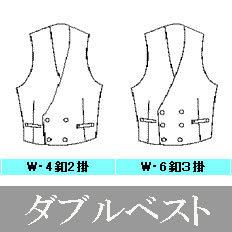 有料オプション：衿なしダブルベスト付指定 当店でオーダースーツを作られた方のみのオプション　C♯FU11-前釦03・04・09・11 2