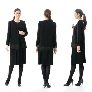 【送料無料/即日発送/日本製】ブラックフォーマル アンサンブル 【スリーシーズン】 レディース 婦人 喪服 礼服 :RL16132 【ロングジャケット+ワンピース】大きいサイズ【サイズ S〜4L】【日本製】冠婚葬祭 卒業式 入学式 卒園式 入園式 お宮参り 七五三 葬式 法事 通夜
