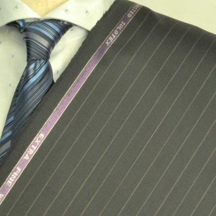 【A】:お好みの素材:ビッグサイズ(bigsize)の方に最適:ブラック色のストライプ柄 (スリーシーズン・梅春秋冬)日本製パターンオーダースーツ :POACT8310-2のS上下出来上がり価格