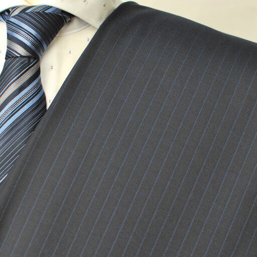 【A】:お好みの素材:ビッグサイズ(bigsize)の方に最適:ミディアムブルー色のストライプ柄 (スリーシーズン・梅春秋冬)日本製パターンオーダースーツ :POA2679-10のS上下出来上がり価格