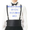 【タキシード用バイ・オーダー 大きなサイズ】黒の蝶タイ付カマーバンド【4L〜6Lサイズ:ウエスト108cm〜149cm】AT198big 金具はI字ひっかけ 【...