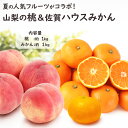お中元 フルーツ ギフト 送料無料 山梨産 桃 と ハウスみかん セット 御中元 果物 ギフトセット 御中元 フルーツ プレゼント 果物 化粧箱 [山梨の桃&佐...