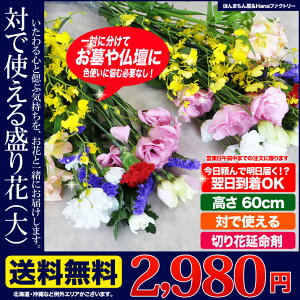 お供え切り花一対で使えるお花原体セット大サイズ供花お盆お彼岸供花仏事命日月命日枕花などに送料無料/正午までの注文であす楽発送OK!