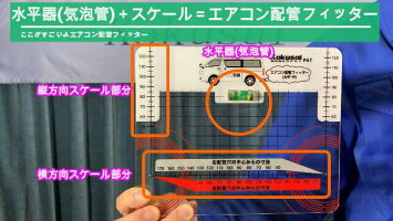 コクサイルームエアコン工事向ゲージエアコン配管フィッターゲージ巻尺レベルコア抜リフォーム交換据付板ボードアンカー