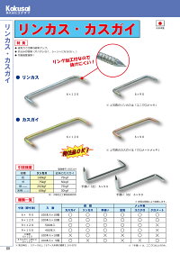 木材接合金物「リンカス」太さ6mm×長さ120mm,クロメート(金)メッキ