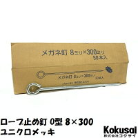 ロープ止め丸型鉄太さ8mm×長さ300mmユニクロメッキ10本
