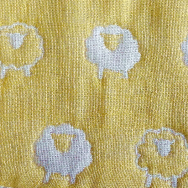 六重織ガーゼベビースタイ　ひつじ柄シトロンイエロー出産祝い　男の子　女の子　 おしゃれ　かわいい　肌触り　赤ちゃん　ベビー　スタイ　プレゼント　よだれかけ　授乳