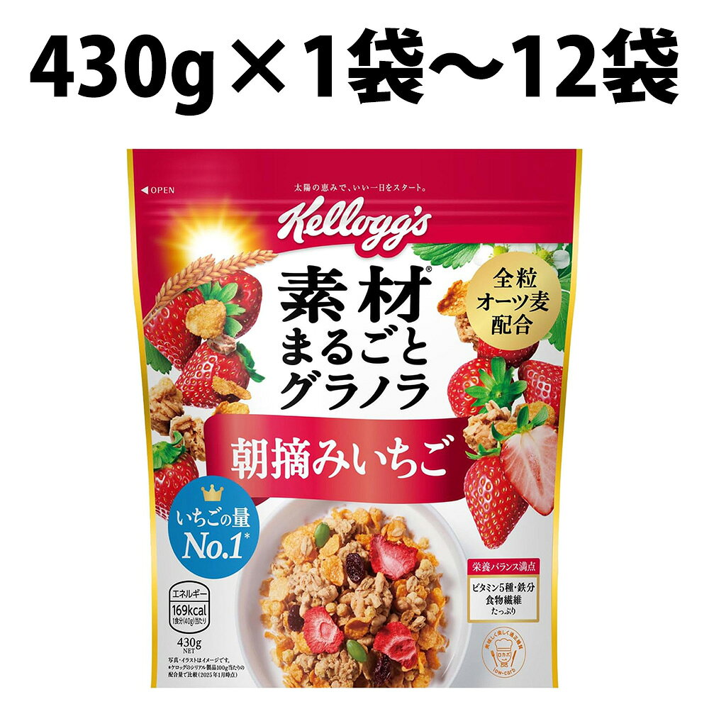 ケロッグ 素材まるごとグラノラ 朝摘みいちご 430g 1袋 2袋 6袋 12袋 1ケース 素材 まるごと グラノラ 朝摘み いちご オーツ麦 トウモロコシ 米 小麦 ケロッグごはん 人気 朝食 昼食 間食 夜食 食物繊維 バランス オーツ麦 serial granola かぼちゃの種 ヨーグレット ケーキ