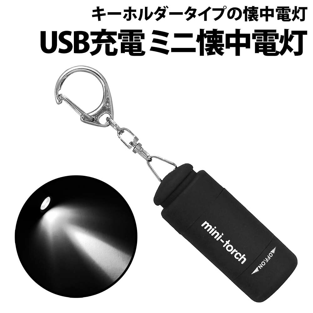 ＼50 offクーポン有／ ミニ 懐中電灯 USB充電式 白熱球 ライトキーホルダー ハンディライト キャンプ アウトドア 小型 携帯 防犯 防災 車 玄関 子供 ペット 夜間 散歩 鍵 カギ穴 足元 LEDライト ミニ懐中電灯 キーホルダー ライト ポケット 軽量 コンパクト ブラック 高輝度L