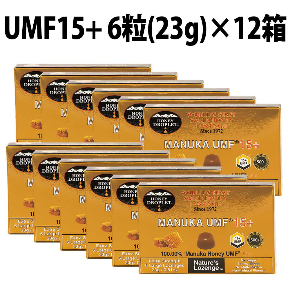 マヌカハニー キャンディ UMF 15+ 12箱 72粒 Honey Japan ハニージャパン ハニードロップレット マヌカ 蜂蜜 はちみつ 飴 のど飴 ドロップ 抗菌 贈り物 喉ケア 活性 自然食 100%成分マヌカハニー のどあめ ニュージーランド産 マヌカハニー100％ 喉 MANUKA 6粒入 umf15＋