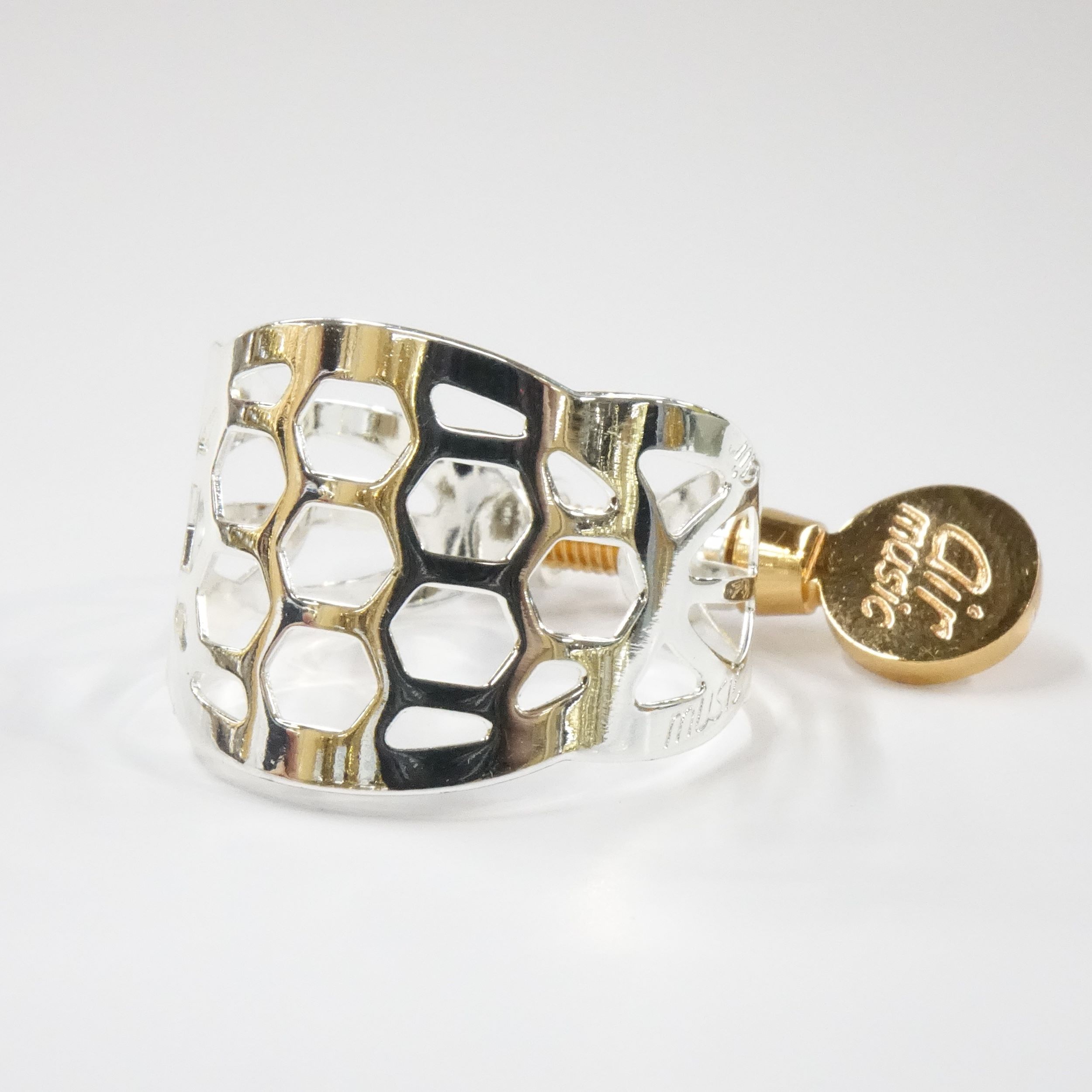 テナーサックス用リガチャー Air Music（エアミュージック）Honeycomb duo（ハニカムデュオ）プラチナ仕上げ