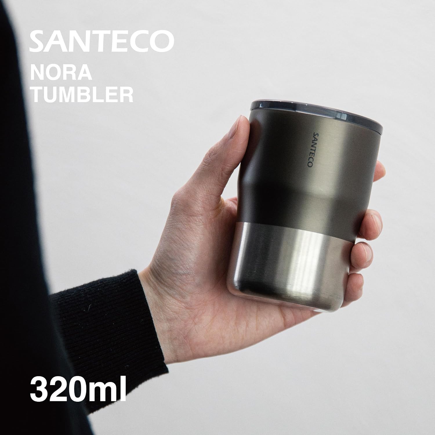 Rakuten - シービージャパン SANTECO タンブラー 蓋付き 320ml スタッキングできる 真空断熱 ステンレス 2層構造 中が見やすい透明フタ グラファイトグレー NORA