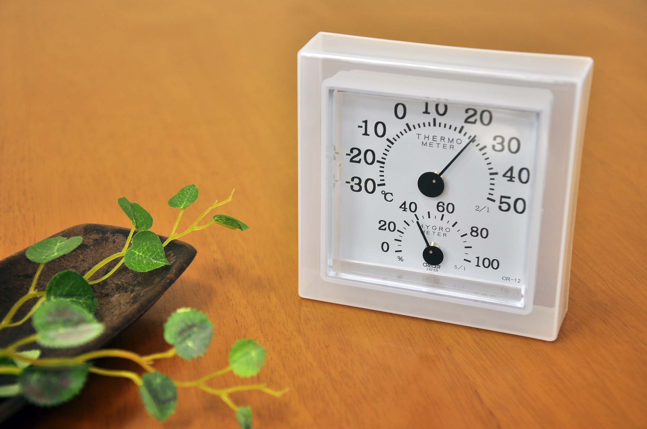 クレセル 温湿度計 クリア ミニ ホワイト CR-12 W 暑さ対策 熱中症 インフルエンザ 風邪 対策 予防 温度計 湿度計 壁掛け 卓上 自立 高精度 アナログ ギフト プレゼント おしゃれ [2]