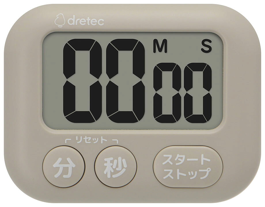 メール便 ドリテック ハキ見えタイマー ベージュ T-649 BE 【dretec キッチン タイマー リニューアル 大画面 ハッキリ 見やすい シンプル 簡単 機能 便利 グッズ】