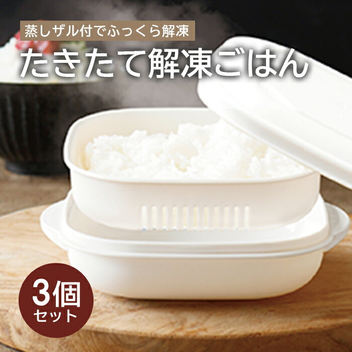 伊原企販 most たきたて解凍ごはん 3P 蒸しザル付でふっくら解凍 【日本製 3個セット 保存容器 電子レンジ ご飯 ごはん 温め フタ そのまま 蒸気 抗菌 食洗機 対応】