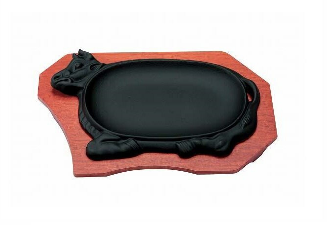 池永鉄工 IH対応 ステーキ皿 牛型 木台付