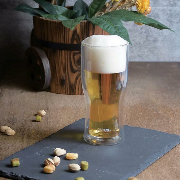 パール金属 CP-8543 PYREX ダブルウォールビアグラス420ml