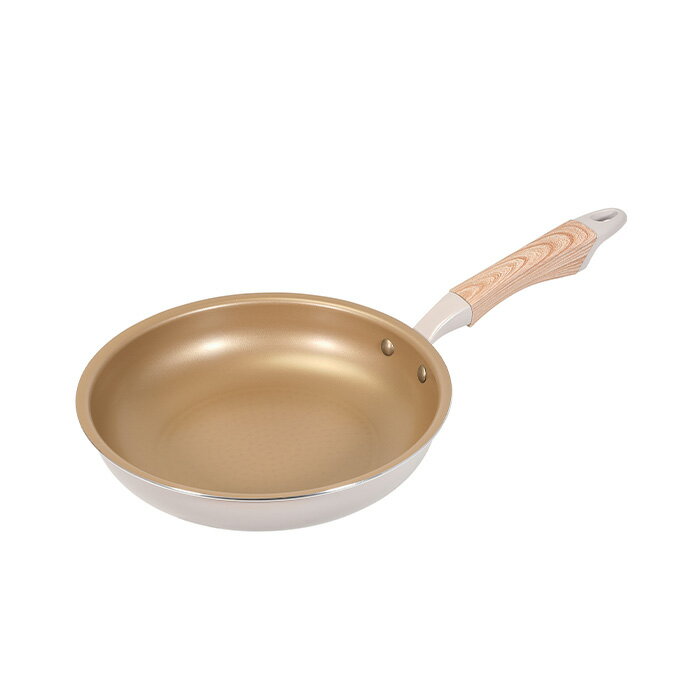 パール金属 HC-475 ロングライフスピンコート IH対応フライパン22cm【IH/ガス火対応/金属ヘラOK/スピンコート/こびりつきにくい/おしゃれ/ベージュ/ピンク/ゴールド/ウッド調】