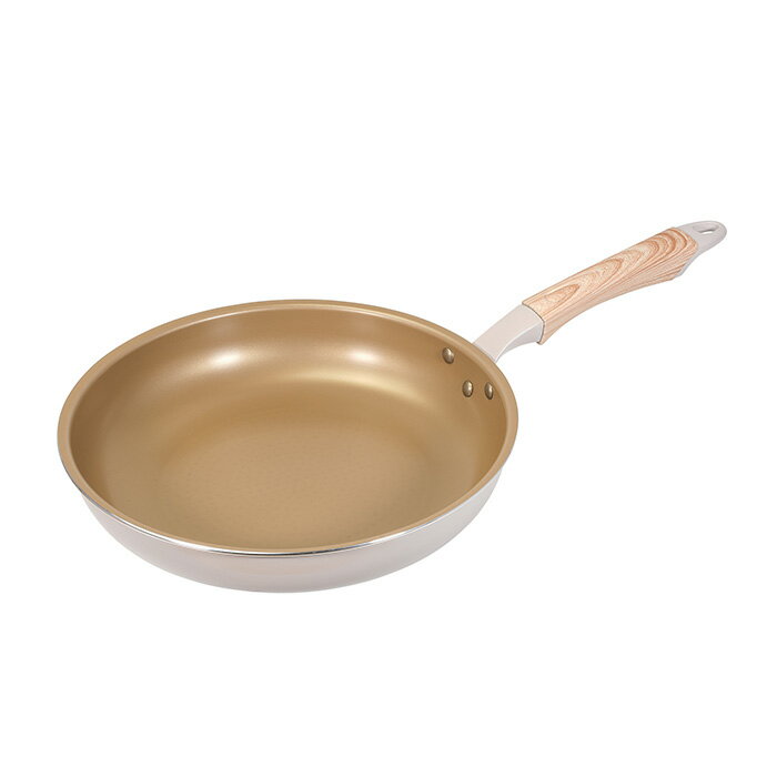 パール金属 HC-477 ロングライフスピンコート IH対応フライパン28cm【IH/ガス火対応/金属ヘラOK/スピンコート/こびりつきにくい/おしゃれ/ベージュ/ピンク/ゴールド/ウッド調】