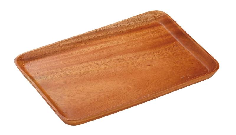 食事を美味しく演出するウッドブレスシリーズ。 カフェのような雰囲気を楽しめる、ナチュラルな風合いのマホガニー製食器です。 ■サイズ：210×110×高さ20mm ■材質：天然木（ラッカー塗装） ■原産国：ベトナム