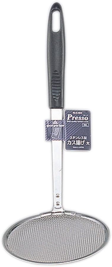 パール金属 プレッソ ステンレス製カス揚げ 大 ブラック G-3842