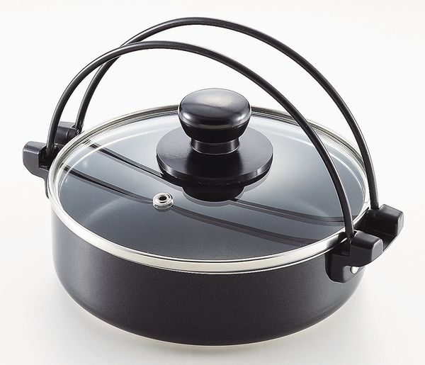 プチクック ふっ素加工IH対応ガラス蓋付すきやき鍋16cm HB-2456