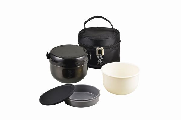 ガッツリ ステンレスどんぶりランチジャー540バッグ付 ブラック HB-2694