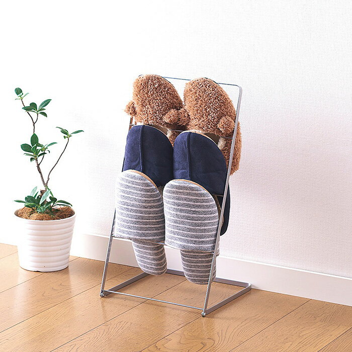 パール金属 N-7115 折りたたみスリッパラック3段 ブラック