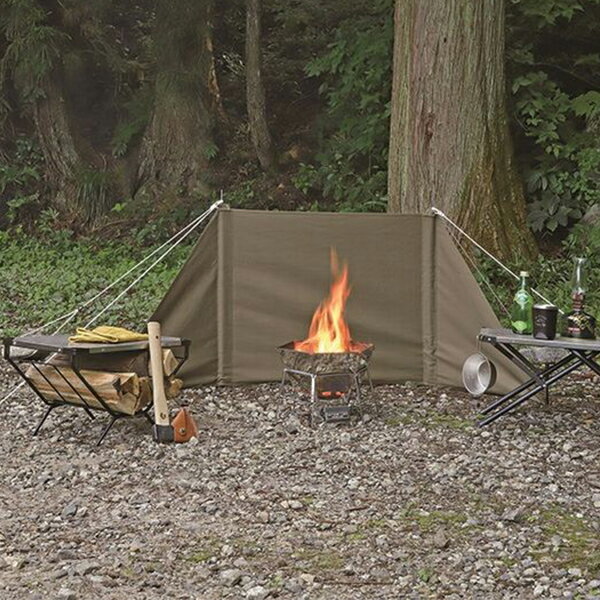 送料無料 キャプテンスタッグ UP-2710 FIRE PROOF 焚火ウインドスクリーン170(オリ...