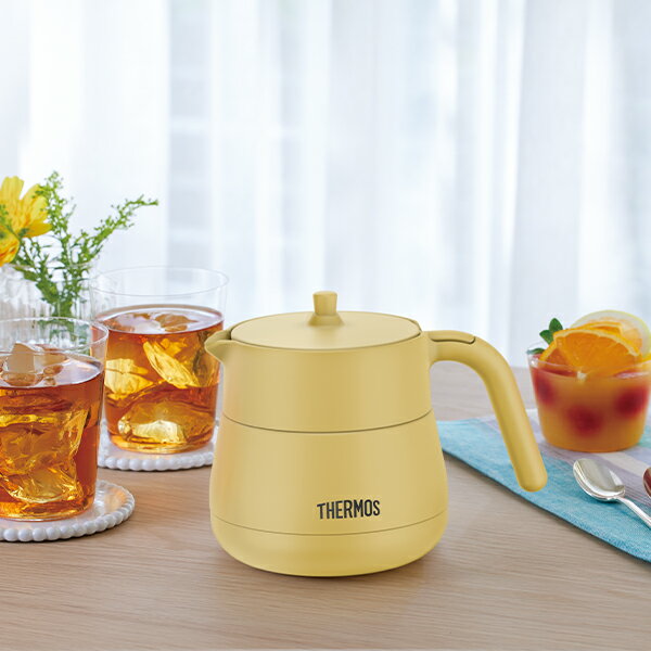 送料無料　サーモス　TTE−450　真空断熱ティーポット　BE　450ml ベージュ【保温保冷/イエロー/おしゃれ/シンプル/紅茶/お茶/プレゼントにも/ストレーナー付き】のサムネイル