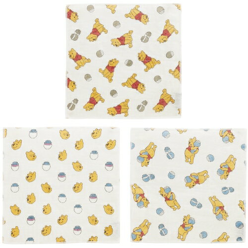 メール便 スケーター かや生地ふきん 3枚セット くまのプーさん ファニーフェイス KFKC3 【30×30cm 蚊帳織 かやおり 布巾 キャラクター 台所 用品 グッズ キッチン タオル 台拭き 食器拭き 食器洗い 綿】