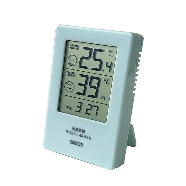 メール便専用商品　クレセル デジタル時計付き温湿度計 facy CR-2600B　ブルー