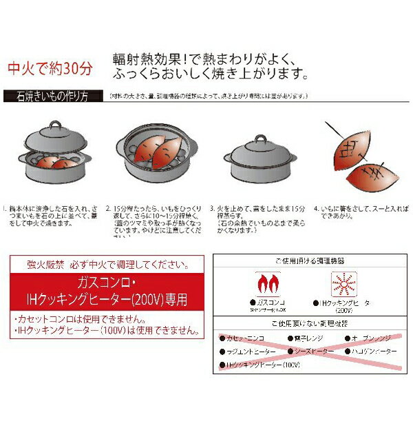 送料無料　高木金属　NEWホーロー焼き芋器　24cm　焼き石付 焼いも HA-IY24　★週間ランキング1位（HA-IY24Nの前モデル）