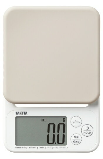 タニタ デジタルクッキングスケール 2kg グレー KJ-222 GY 【TANITA はかり KJ222 計量 正確 精密 コンパクト 収納 料理 パン お菓子作り】のサムネイル