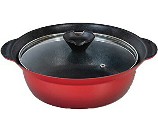 和平 なごみ丈膳 RB-3199 IH対応 フチ付卓上鍋 24cm 【マーブルコーティング IH対応 ガス火対応 丈夫 お手入れ簡単 ふっ素樹脂加工 強化ガラス】