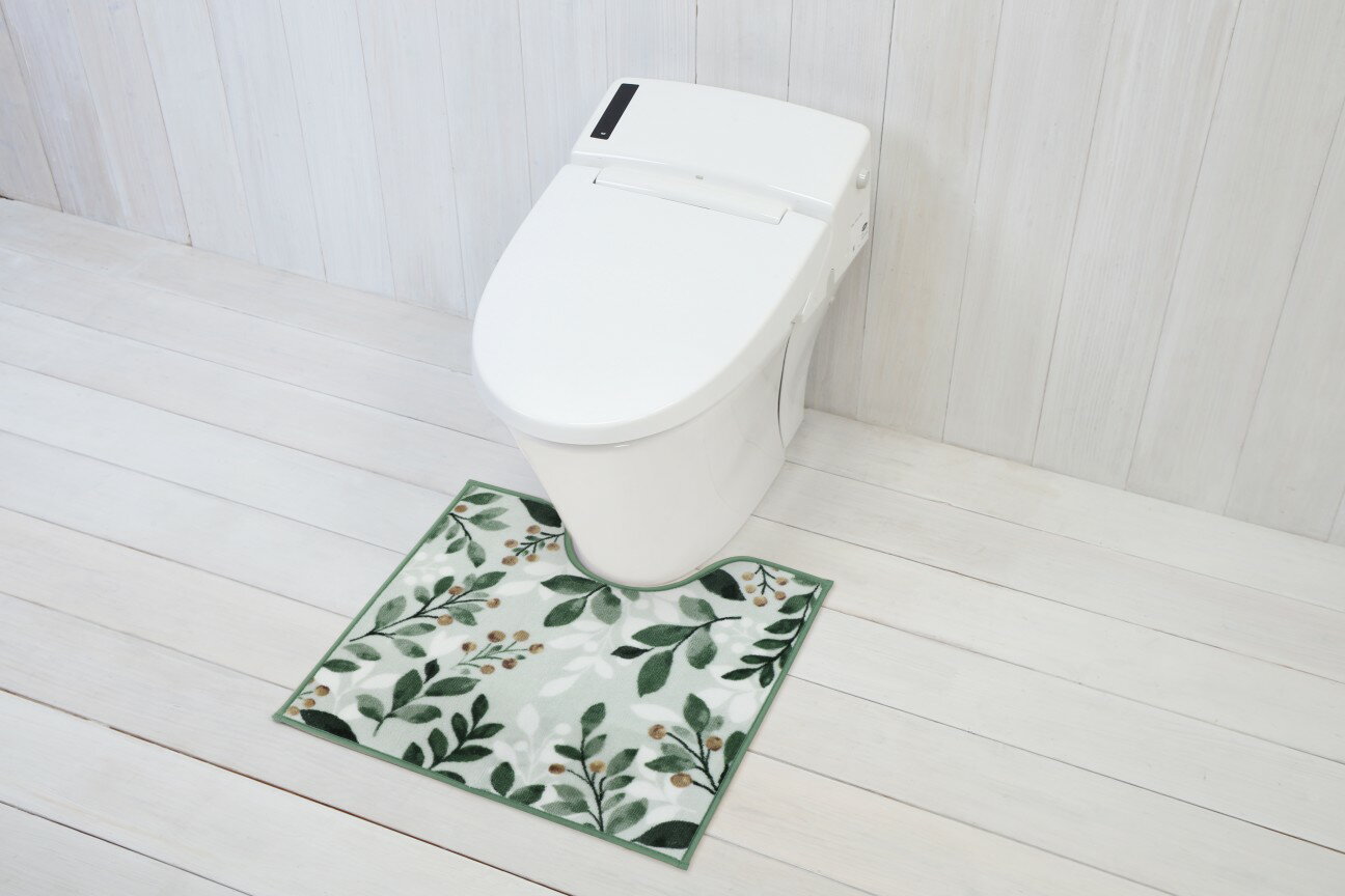 ヨコズナ ラクレア トイレマット フォリウム 縦55×横60cm 【洗える 滑り止め 足元マット トイレタリー すべり止め 洗濯OK ボタニカル 華やか】