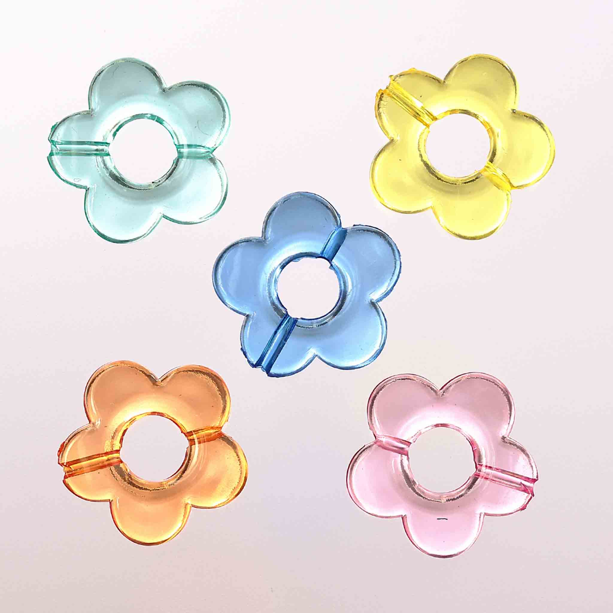 【2点以上まとめ買いで得得】 ビーズ フラワー 混色 20mm 透明な花 200個 おはじき...