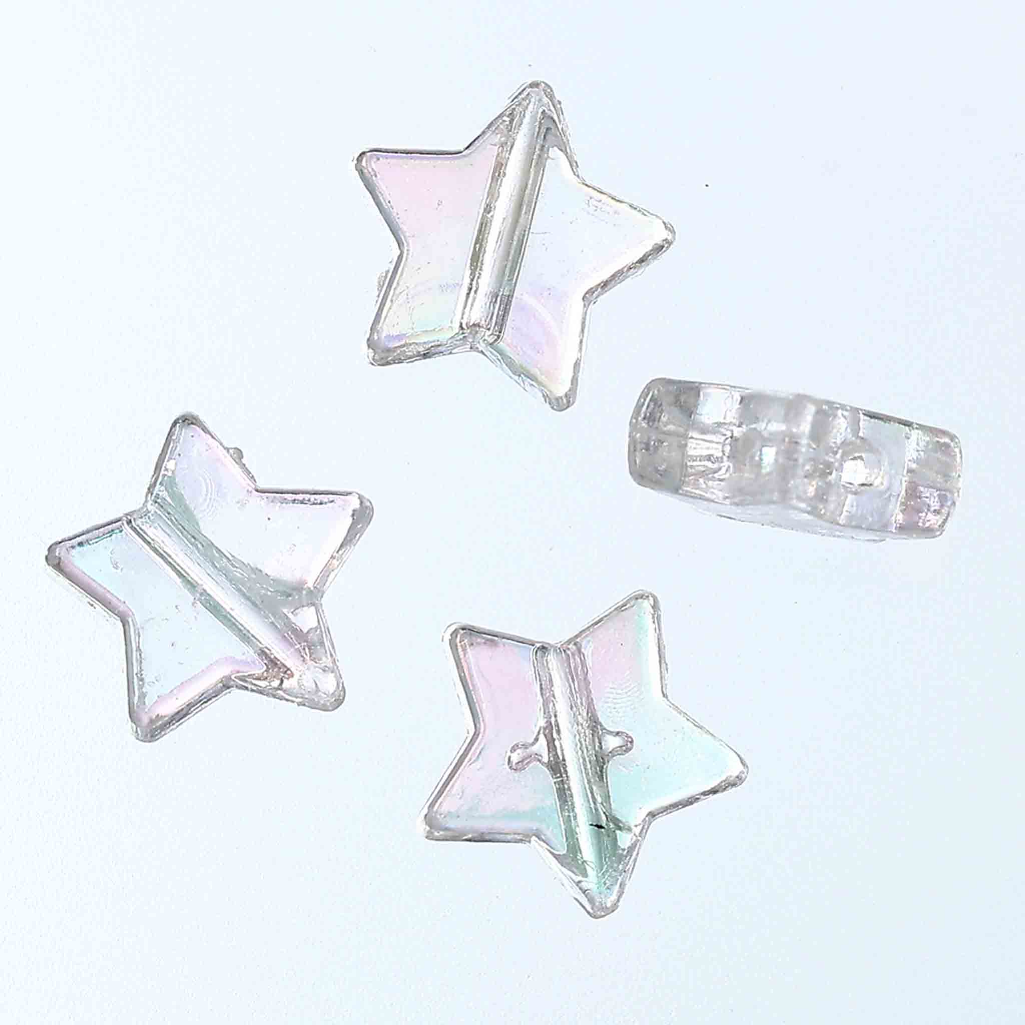 【2点以上まとめ買いで得得】 ビーズ スター 透明 11mm オーロラ 300個 フラット ...